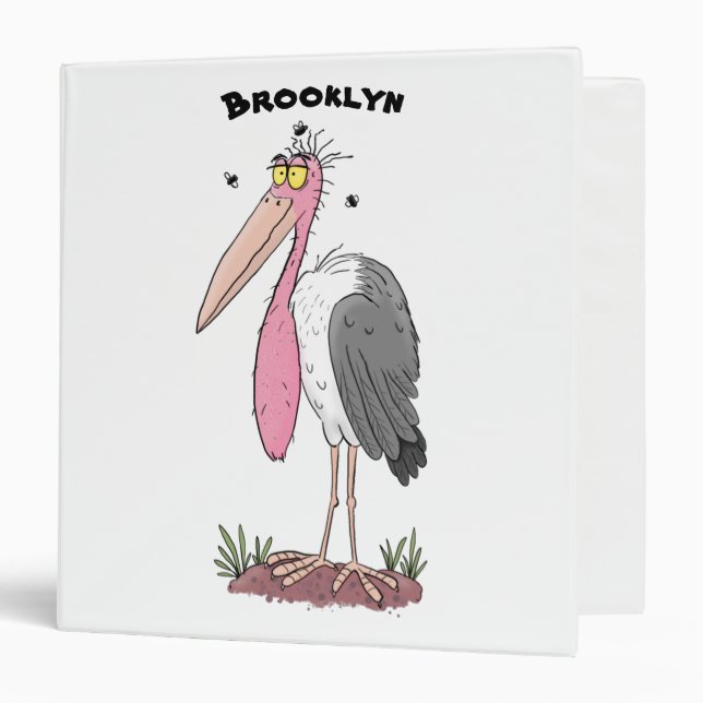Funny marabou stork cartoon 3 ring binder (Front/Inside)
