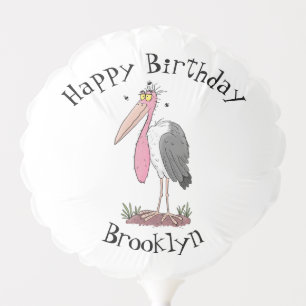 Funny marabou stork cartoon balloon