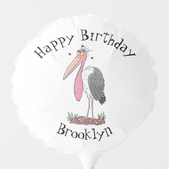 Funny marabou stork cartoon  balloon (Front)