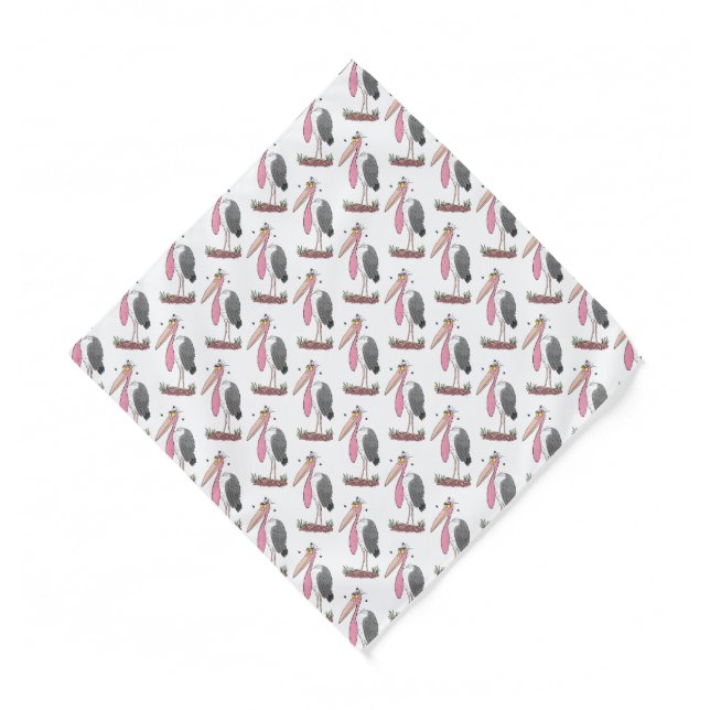 Funny marabou stork cartoon bandana (Front)