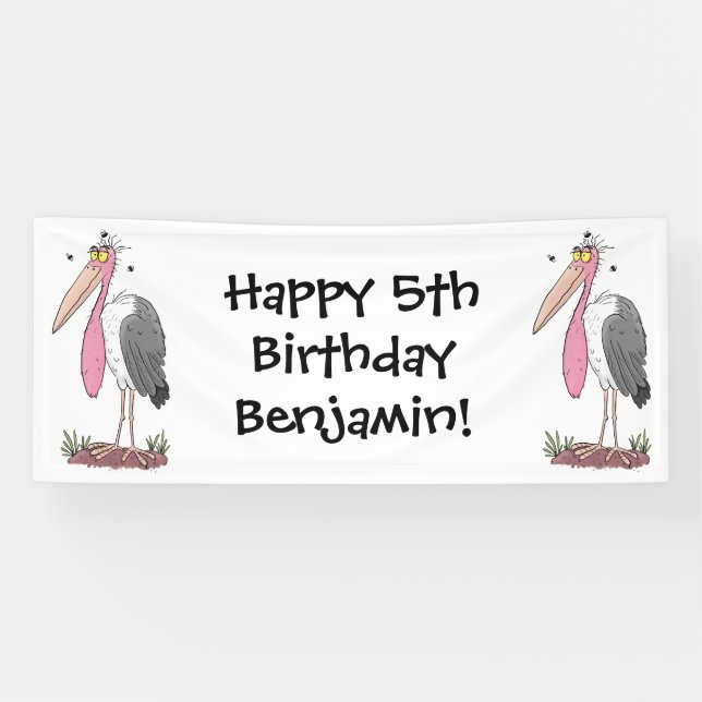 Funny marabou stork cartoon banner (Horizontal)