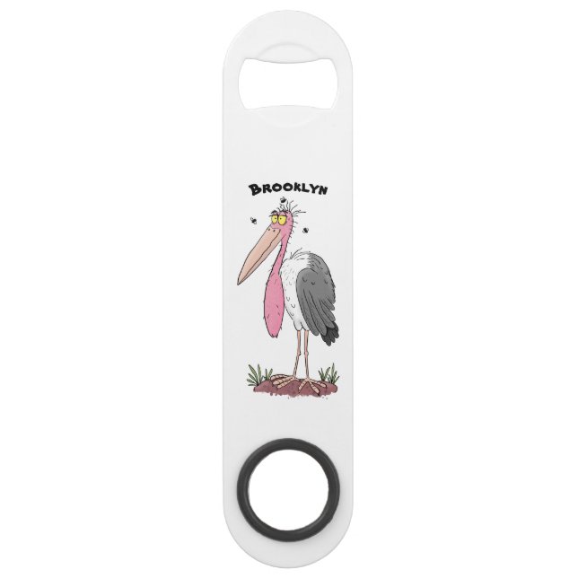 Funny marabou stork cartoon bar key (Front)