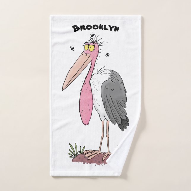 Funny marabou stork cartoon bath towel set (Hand Towel)