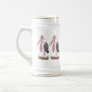 Funny marabou stork cartoon beer stein