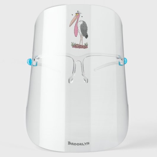 Funny marabou stork cartoon bird face shield (Front)
