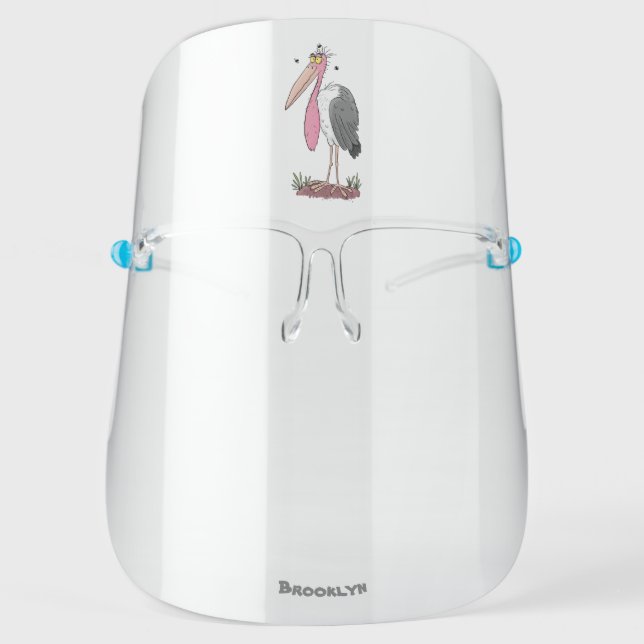 Funny marabou stork cartoon bird face shield (Front)
