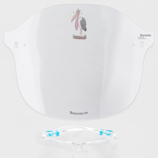 Funny marabou stork cartoon bird face shield (Front w/Glasses)