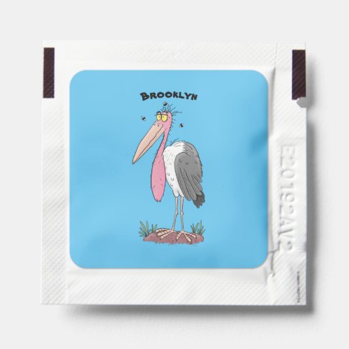 Funny marabou stork cartoon bird hand sanitizer packet