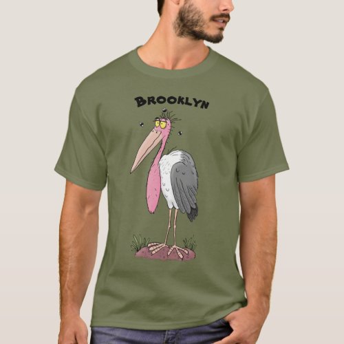 Funny marabou stork cartoon bird T_Shirt