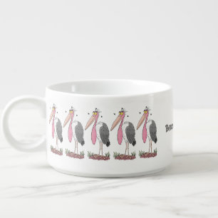 Funny marabou stork cartoon bowl