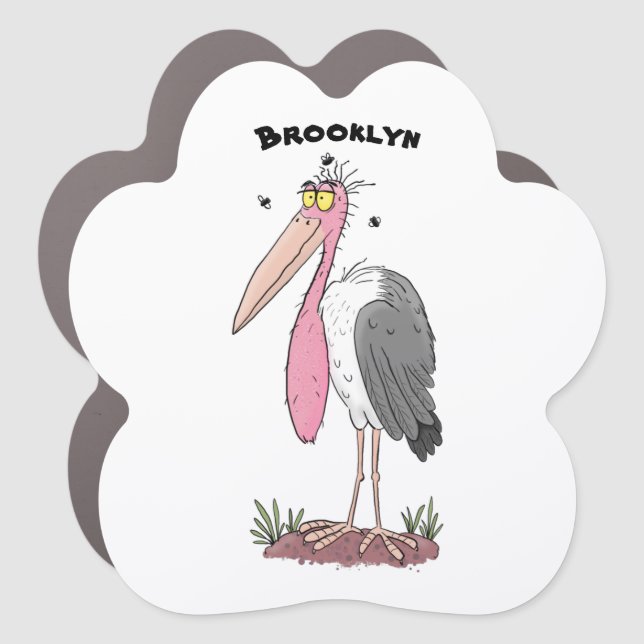 Funny marabou stork cartoon car magnet (Front)