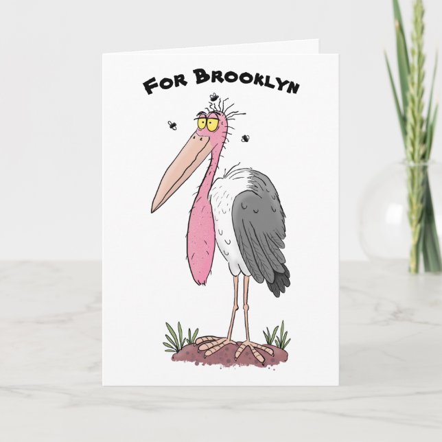 Funny marabou stork cartoon card (Front)