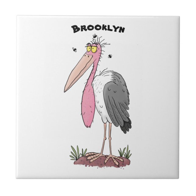 Funny marabou stork cartoon ceramic tile (Front)