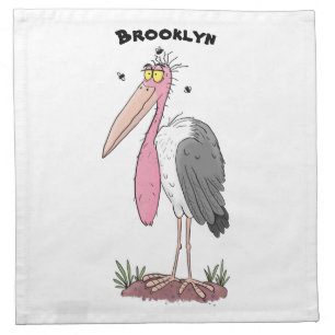 Funny marabou stork cartoon cloth napkin