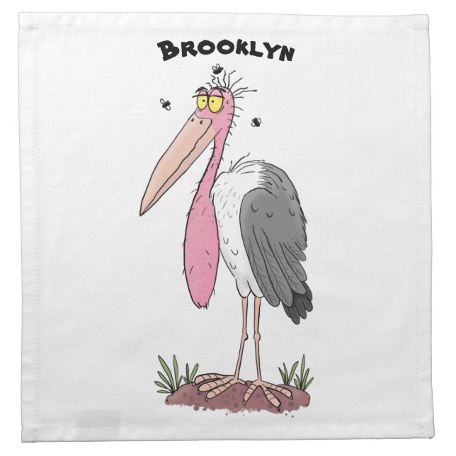 Funny marabou stork cartoon cloth napkin (Front)