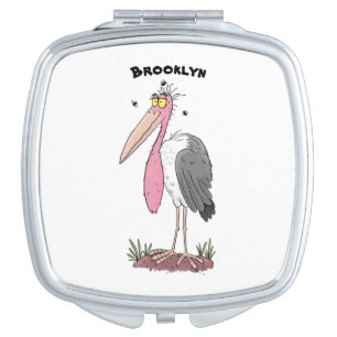 Funny marabou stork cartoon compact mirror