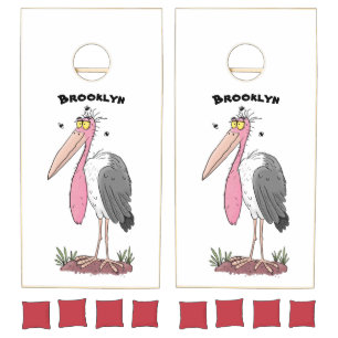 Funny marabou stork cartoon cornhole set