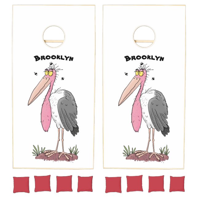 Funny marabou stork cartoon cornhole set (Set)