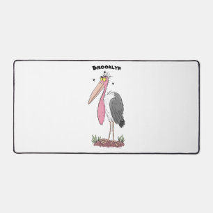 Funny marabou stork cartoon desk mat
