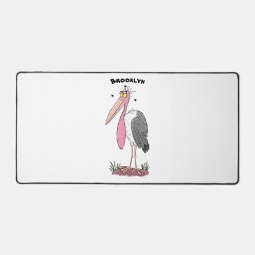 Funny marabou stork cartoon desk mat
