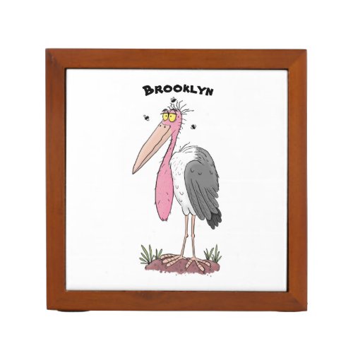 Funny marabou stork cartoon desk organizer
