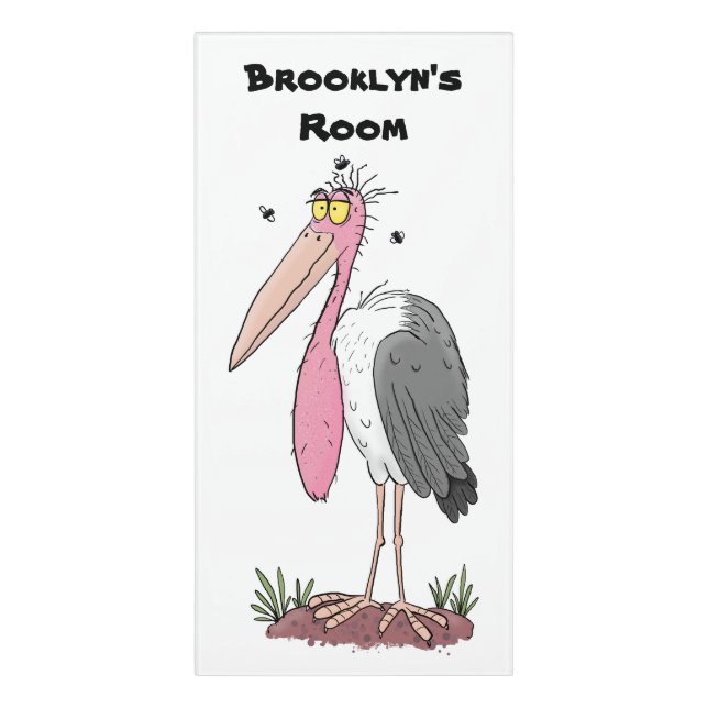 Funny marabou stork cartoon door sign (Classic Front Vert)