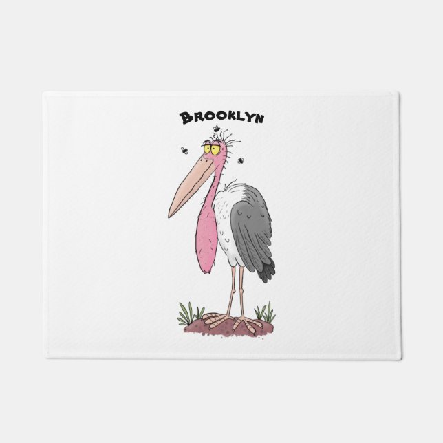 Funny marabou stork cartoon doormat (Front)