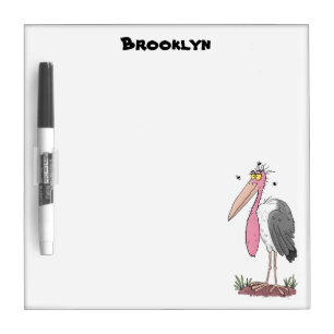 Funny marabou stork cartoon dry erase board