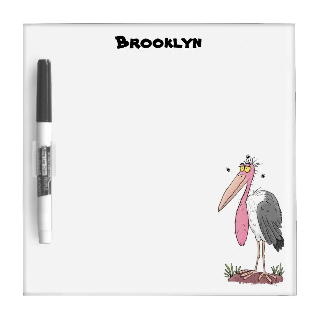 Funny marabou stork cartoon dry erase board (Front)