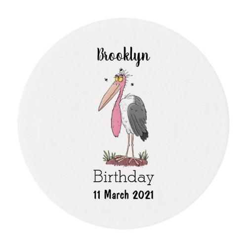 Funny marabou stork cartoon  edible frosting rounds