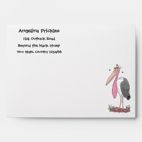 Funny marabou stork cartoon envelope