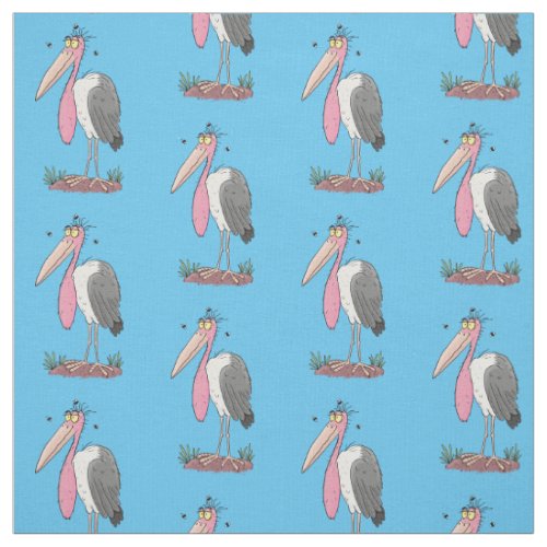 Funny marabou stork cartoon fabric