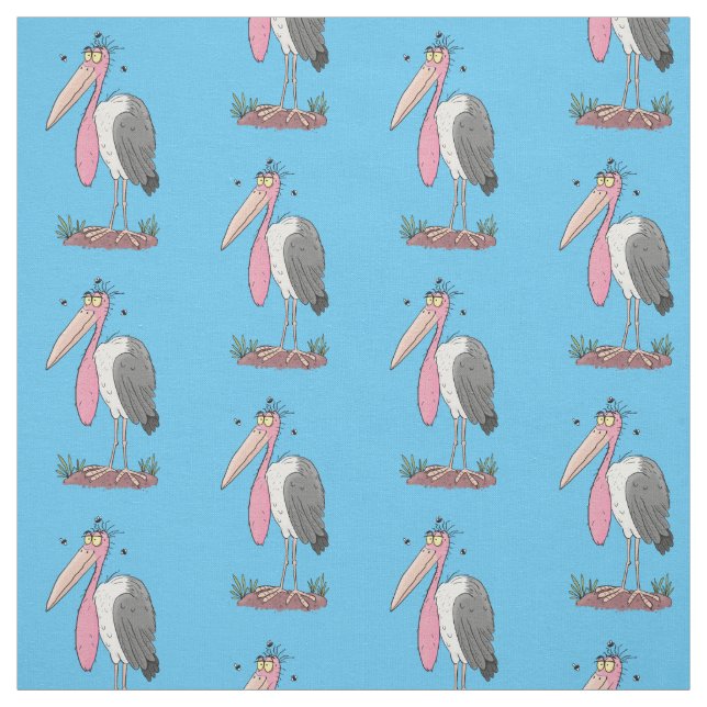 Funny marabou stork cartoon fabric (Swatch)