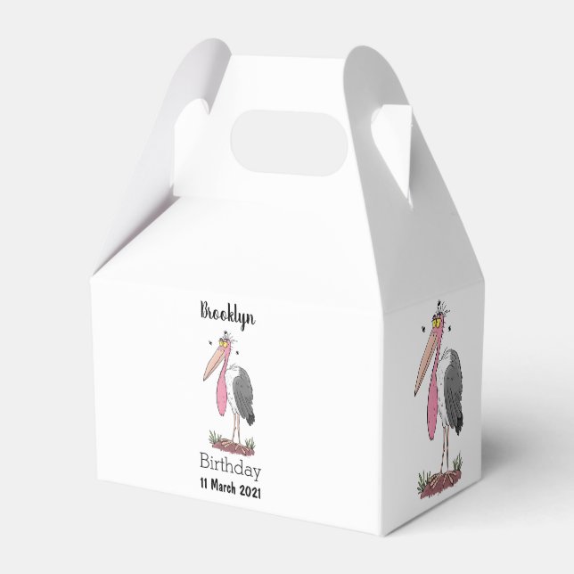 Funny marabou stork cartoon favor boxes (Front Side)