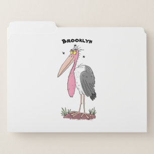 Funny marabou stork cartoon file folder