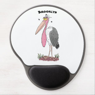 Funny marabou stork cartoon gel mouse pad