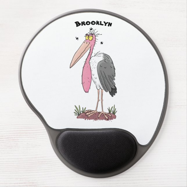 Funny marabou stork cartoon gel mouse pad (Front)