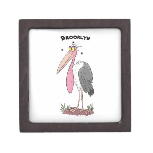 Funny marabou stork cartoon gift box