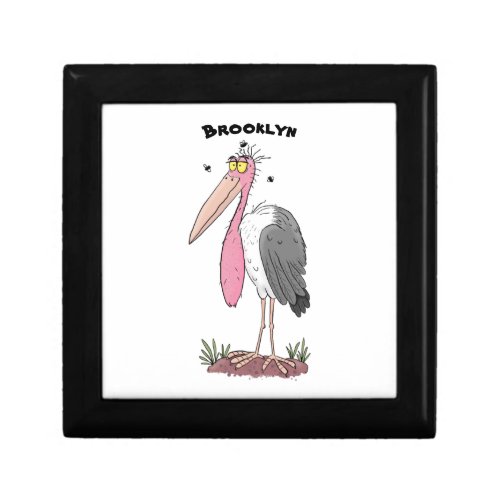 Funny marabou stork cartoon gift box