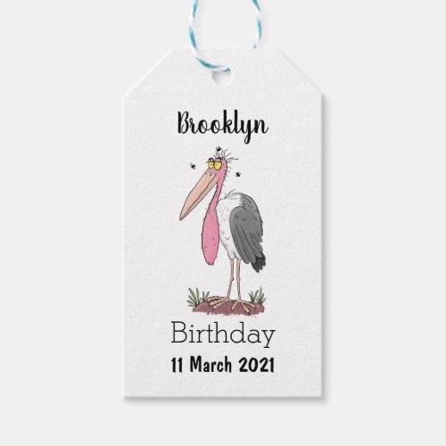 Funny marabou stork cartoon gift tags