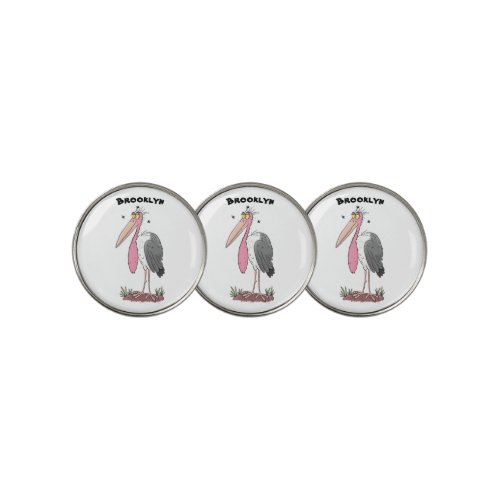 Funny marabou stork cartoon golf ball marker