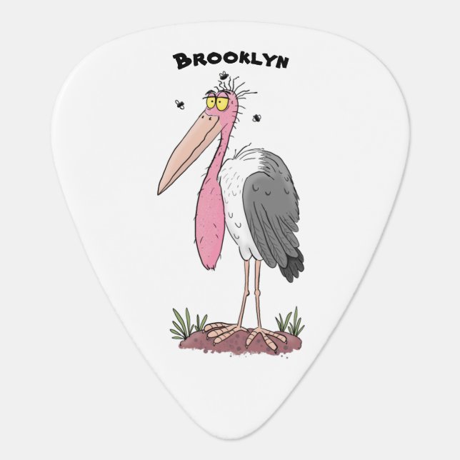 Funny marabou stork cartoon guitar pick (Front)