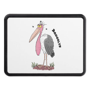Funny marabou stork cartoon hitch cover