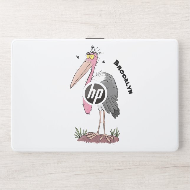 Funny marabou stork cartoon HP laptop skin (Front)