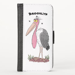 Funny marabou stork cartoon iPhone x wallet case
