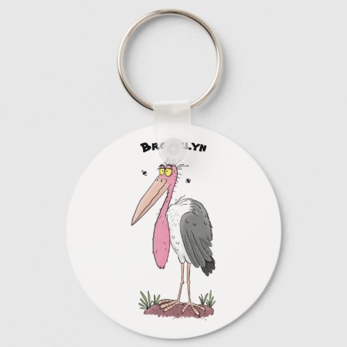 Funny marabou stork cartoon keychain