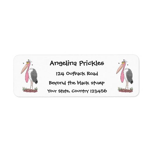 Funny marabou stork cartoon label