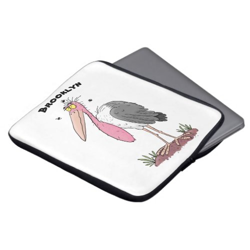 Funny marabou stork cartoon laptop sleeve