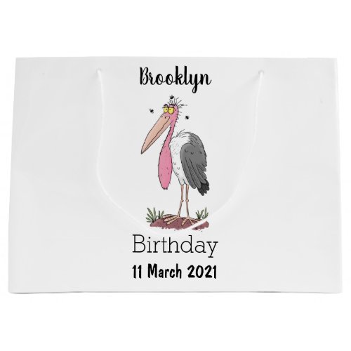 Funny marabou stork cartoon large gift bag