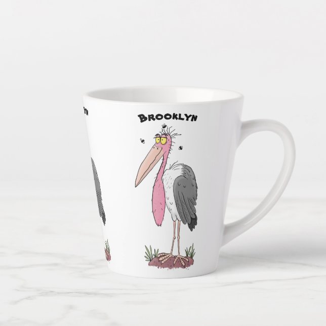 Funny marabou stork cartoon latte mug (Right)